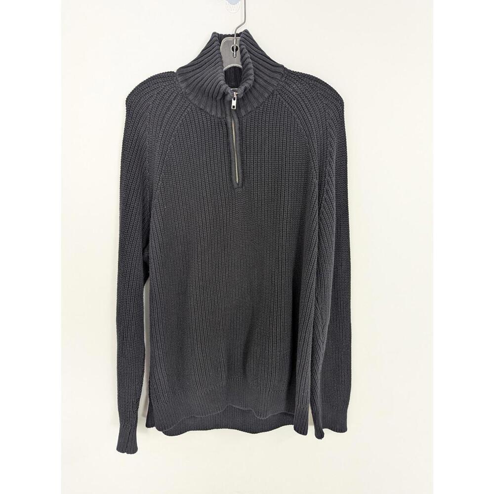 H&M Men's Ribbed Black Sweater Size Large 100% Cotton